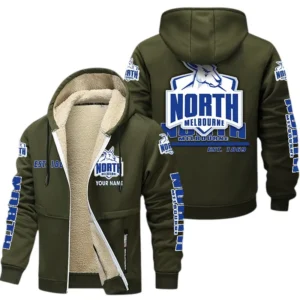 North Melbourne Fans Gift Lamb Fleece Thick Coat, All Over Print Thick Coat For Sport Fan, Custom Name AFL144071725138 - Army Green