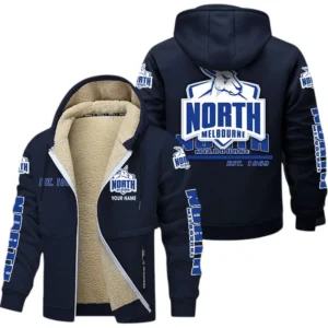 North Melbourne Fans Gift Lamb Fleece Thick Coat, All Over Print Thick Coat For Sport Fan, Custom Name AFL144071725138 - Navy blue