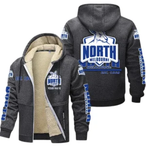 North Melbourne Fans Gift Lamb Fleece Thick Coat, All Over Print Thick Coat For Sport Fan, Custom Name AFL144071725138 - Dark gray