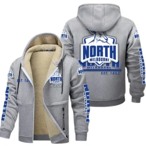 North Melbourne Fans Gift Lamb Fleece Thick Coat, All Over Print Thick Coat For Sport Fan, Custom Name AFL144071725138 - Light gray