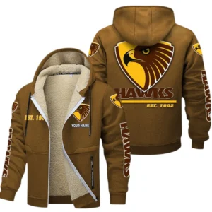 Hawthorn Fans Gift Lamb Fleece Thick Coat, All Over Print Thick Coat For Sport Fan, Custom Name AFL144071725140 - Brown