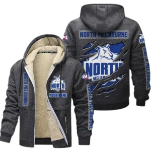 North Melbourne Fans Gift Lamb Fleece Thick Coat, All Over Print Thick Coat For Sport Fan, Custom Name AFL145071825125 - Dark gray