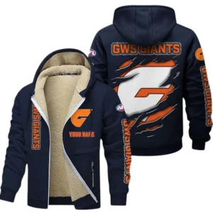 Gws Giants Fans Gift Lamb Fleece Thick Coat, All Over Print Thick Coat For Sport Fan, Custom Name AFL145071825128 - Navy blue