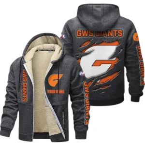 Gws Giants Fans Gift Lamb Fleece Thick Coat, All Over Print Thick Coat For Sport Fan, Custom Name AFL145071825128 - Dark gray