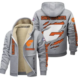 Gws Giants Fans Gift Lamb Fleece Thick Coat, All Over Print Thick Coat For Sport Fan, Custom Name AFL145071825128 - Light gray