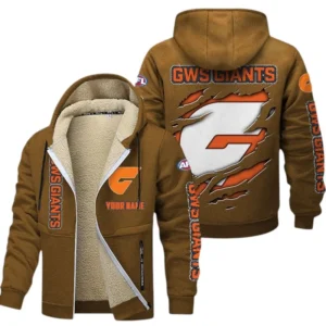 Gws Giants Fans Gift Lamb Fleece Thick Coat, All Over Print Thick Coat For Sport Fan, Custom Name AFL145071825128 - Brown