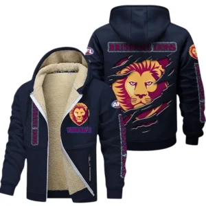 Brisbane Lions Fans Gift Lamb Fleece Thick Coat, All Over Print Thick Coat For Sport Fan, Custom Name AFL145071825131 - Navy blue