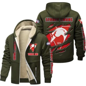Sydney Swans Fans Gift Lamb Fleece Thick Coat, All Over Print Thick Coat For Sport Fan, Custom Name AFL145071825132 - Army Green