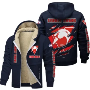 Sydney Swans Fans Gift Lamb Fleece Thick Coat, All Over Print Thick Coat For Sport Fan, Custom Name AFL145071825132 - Navy blue