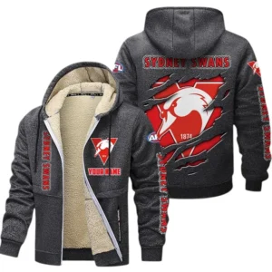 Sydney Swans Fans Gift Lamb Fleece Thick Coat, All Over Print Thick Coat For Sport Fan, Custom Name AFL145071825132 - Dark gray