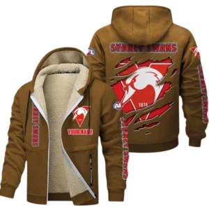 Sydney Swans Fans Gift Lamb Fleece Thick Coat, All Over Print Thick Coat For Sport Fan, Custom Name AFL145071825132 - Brown