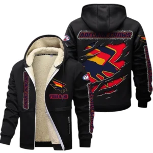 Adelaide Crows Fans Gift Lamb Fleece Thick Coat, All Over Print Thick Coat For Sport Fan, Custom Name AFL145071825137 - Black