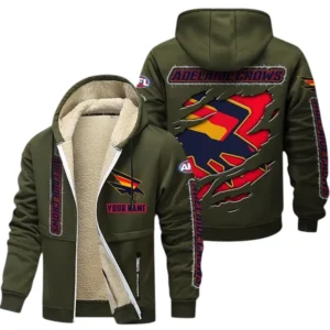 Adelaide Crows Fans Gift Lamb Fleece Thick Coat, All Over Print Thick Coat For Sport Fan, Custom Name AFL145071825137 - Army Green