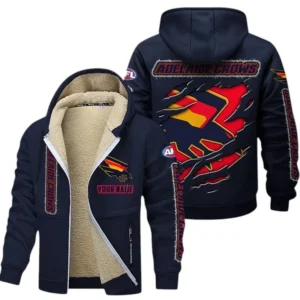 Adelaide Crows Fans Gift Lamb Fleece Thick Coat, All Over Print Thick Coat For Sport Fan, Custom Name AFL145071825137 - Navy blue