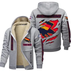 Adelaide Crows Fans Gift Lamb Fleece Thick Coat, All Over Print Thick Coat For Sport Fan, Custom Name AFL145071825137 - Light gray