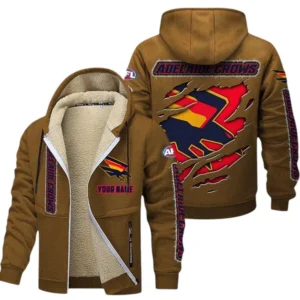 Adelaide Crows Fans Gift Lamb Fleece Thick Coat, All Over Print Thick Coat For Sport Fan, Custom Name AFL145071825137 - Brown