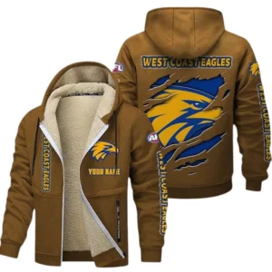 West Coast Eagles Fans Gift Lamb Fleece Thick Coat, All Over Print Thick Coat For Sport Fan, Custom Name AFL145071825139 - Brown