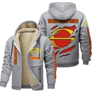 Gold Coast Suns Fans Gift Lamb Fleece Thick Coat, All Over Print Thick Coat For Sport Fan, Custom Name AFL145071825140 - Light gray