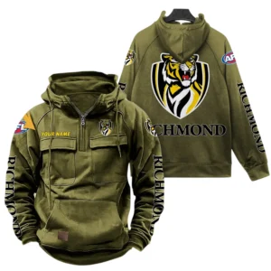 Richmond Fans Gift Tactical Quarter Zip Hoodie, All Over Print Hoodie For Sport Fan, Custom Name AFL150071825124 - Army Green