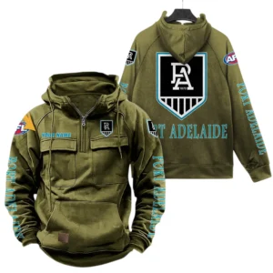 Port Adelaide Fans Gift Tactical Quarter Zip Hoodie, All Over Print Hoodie For Sport Fan, Custom Name AFL150071825129 - Army Green