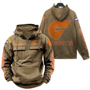 Gws Giants Fans Gift Tactical Quarter Zip Hoodie, All Over Print Hoodie For Sport Fan, Custom Name AFL150071825133 - Khaki