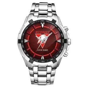 Sydney Swans Fans Gift Steel Watches, All Over Print Watches For Sport Fan, Custom Name AFL151071525123 - Silver
