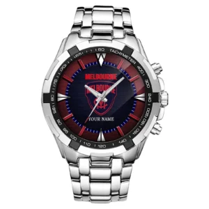 Melbourne Demons Fans Gift Steel Watches, All Over Print Watches For Sport Fan, Custom Name AFL151071525129 - Silver
