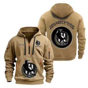 Collingwood Fans Gift Hoodie Half Zipper, All Over Print Hoodie Half Zipper For Sport Fan AFL153071525123 - Khaki