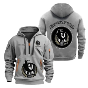 Collingwood Fans Gift Hoodie Half Zipper, All Over Print Hoodie Half Zipper For Sport Fan AFL153071525123 - Grey