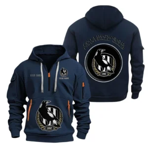 Collingwood Fans Gift Hoodie Half Zipper, All Over Print Hoodie Half Zipper For Sport Fan AFL153071525123 - Navy blue