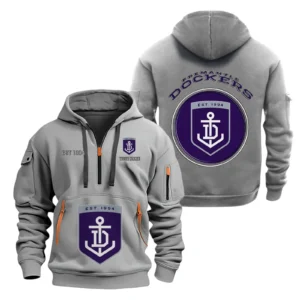 Fremantle Fans Gift Hoodie Half Zipper, All Over Print Hoodie Half Zipper For Sport Fan AFL153071525125 - Grey