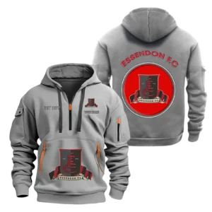 Essendon Fans Gift Hoodie Half Zipper, All Over Print Hoodie Half Zipper For Sport Fan AFL153071525126 - Grey