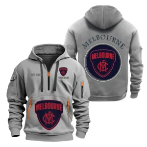 Melbourne Demons Fans Gift Hoodie Half Zipper, All Over Print Hoodie Half Zipper For Sport Fan AFL153071525127 - Grey