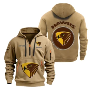 Hawthorn Fans Gift Hoodie Half Zipper, All Over Print Hoodie Half Zipper For Sport Fan AFL153071525128 - Khaki