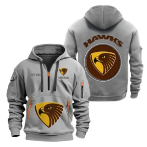 Hawthorn Fans Gift Hoodie Half Zipper, All Over Print Hoodie Half Zipper For Sport Fan AFL153071525128 - Grey