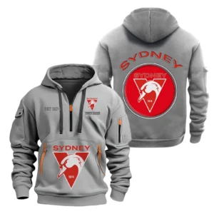Sydney Swans Fans Gift Hoodie Half Zipper, All Over Print Hoodie Half Zipper For Sport Fan AFL153071525131 - Grey