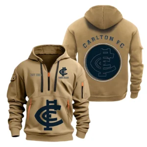 Carlton Fans Gift Hoodie Half Zipper, All Over Print Hoodie Half Zipper For Sport Fan AFL153071525132 - Khaki