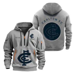 Carlton Fans Gift Hoodie Half Zipper, All Over Print Hoodie Half Zipper For Sport Fan AFL153071525132 - Grey