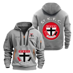 St Kilda Fans Gift Hoodie Half Zipper, All Over Print Hoodie Half Zipper For Sport Fan AFL153071525133 - Grey