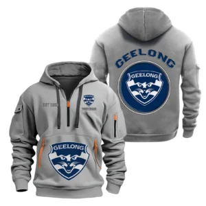 Geelong Cats Fans Gift Hoodie Half Zipper, All Over Print Hoodie Half Zipper For Sport Fan AFL153071525134 - Grey