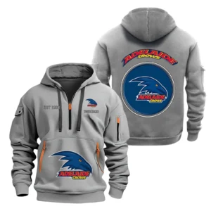 Adelaide Crows Fans Gift Hoodie Half Zipper, All Over Print Hoodie Half Zipper For Sport Fan AFL153071525135 - Grey