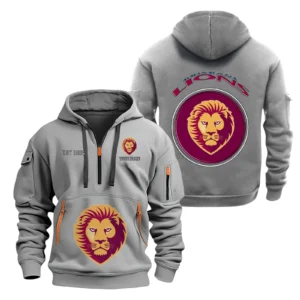 Brisbane Lions Fans Gift Hoodie Half Zipper, All Over Print Hoodie Half Zipper For Sport Fan AFL153071525137 - Grey
