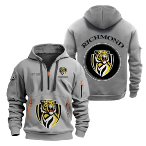 Richmond Fans Gift Hoodie Half Zipper, All Over Print Hoodie Half Zipper For Sport Fan AFL153071525138 - Grey