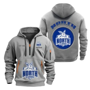 North Melbourne Fans Gift Hoodie Half Zipper, All Over Print Hoodie Half Zipper For Sport Fan AFL153071525139 - Grey