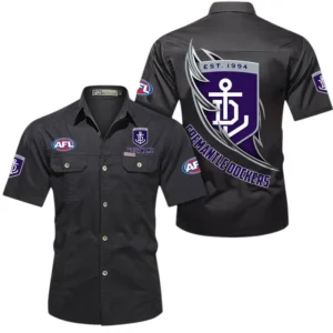 Fremantle Fans Gift Short Sleeved Shirt, All Over Print Shỉt For Sport Fan, Custom Name AFL155071425123 - Black