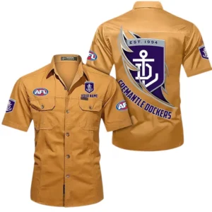 Fremantle Fans Gift Short Sleeved Shirt, All Over Print Shỉt For Sport Fan, Custom Name AFL155071425123 - Turmeric