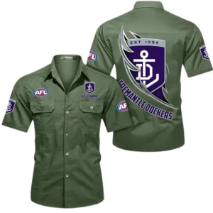 Fremantle Fans Gift Short Sleeved Shirt, All Over Print Shỉt For Sport Fan, Custom Name AFL155071425123 - Army Green