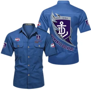 Fremantle Fans Gift Short Sleeved Shirt, All Over Print Shỉt For Sport Fan, Custom Name AFL155071425123 - Cowboy Blue