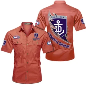 Fremantle Fans Gift Short Sleeved Shirt, All Over Print Shỉt For Sport Fan, Custom Name AFL155071425123 - Red