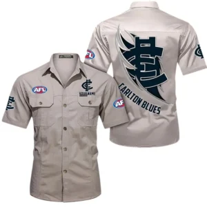 Carlton Fans Gift Short Sleeved Shirt, All Over Print Shỉt For Sport Fan, Custom Name AFL155071425124 - Beige